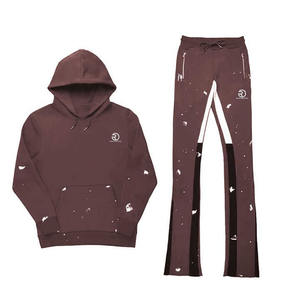 Survêtements brodés Streetwear Flare et Hoodie Set Sun Fade Acid Wash Tracksuits - Product Image 4