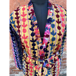 Veste Kantha en coton avec broderie indienne faite à la main, manteau Vintage coloré, Style bohème, cadeau de noël - Product Image 3