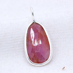 อัญมณีสีชมพูแซฟไฟร์ธรรมชาติ925รูปไข่แข็งจี้รักษาแบบแฮนด์เมดทำด้วยมือ - Product Image 1