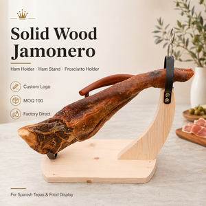 Soporte para Jamón de Madera Maciza, Soporte para Jamón Serrano, Soporte para Prosciutto para Tapas Españolas, Logotipo Personalizado, MOQ100, Directo de Fábrica - Product Image 1