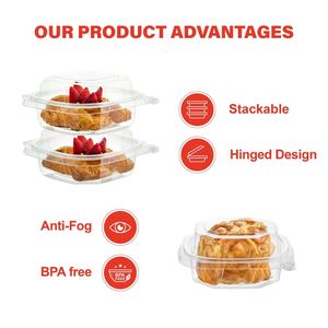 6x6 PET transparente a prueba de manipulaciones contenedor con bisagras caja de concha desechable para alimentos para sándwich hamburguesa pan panadería embalaje - Product Image 2