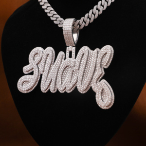 Lettre SUAVE personnalisée Moissanite pendentif en diamant or massif 14KT pendentif personnalisé de style Hip Hop entièrement glacé pour hommes - Product Image 3