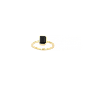 Anillo de Joyería de Fiesta, Regalo de Compromiso y Boda, Chapado en Oro de 18K, con Ónice Negro en Forma de Esmeralda, Engaste de Bisel, Certificado IGI - Product Image 2