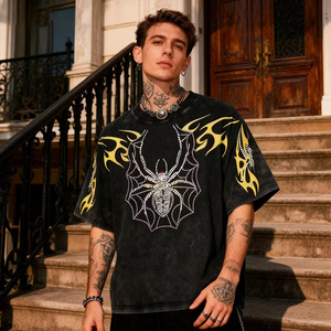 Camiseta Gráfica Resistente a la Abrasión con Lavado Ácido, Personalizable, para Hombre, Estilo Urbano - Product Image 1