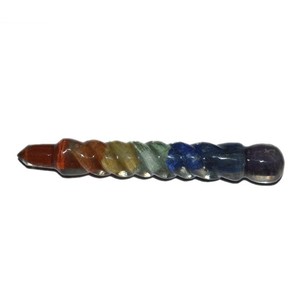 Venta al por Mayor de Cristales de Gemas Naturales Personalizados, Varitas de Ágata de 7 Chakras para Sanación con Orgón, Talladas y Grabadas, Protección EMF, Decoración Fengshui para el Hogar - Product Image 3