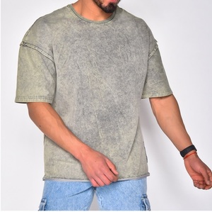 เสื้อยืดผ้าฝ้ายโอเวอร์ไซส์สำหรับผู้ชายเสื้อยืดสไตล์วินเทจพิมพ์ลายโลโก้เสื้อครอปโชว์ไหล่ทรงหลวมโอเวอร์ไซส์สำหรับ100% - Product Image 1