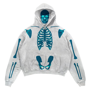 OEM ODM 헤비웨이트 코튼 스웻셔츠 아플리케 자수 패치가 있는 크롭 디스트레스드 후디 - Product Image 1