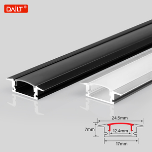 Customized 17*7mm <strong>LED</strong> <strong>Lighted</strong> Aluminum Profile Channel Embedded <strong>with</strong> <strong>Diffuser</strong> in White Black Colors Made From Aluminum Alloy - Product Image 1