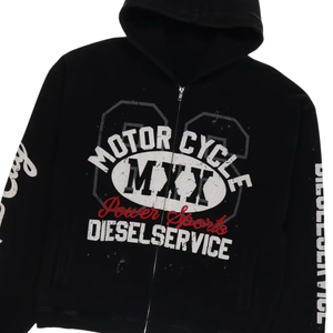 Motocicleta Diesel Service Zip Up Hoodie Hombres Vintage Graphic Streetwear Chaqueta de lana de algodón Casual Elegante Cálido Invierno al por mayor - Product Image 2