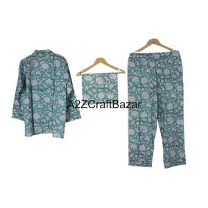 Conjunto de Pijama Largo de Verano para Mujer, 100% Algodón Puro, Estampado Floral de Lujo, Ropa de Dormir Cómoda - Product Image 3