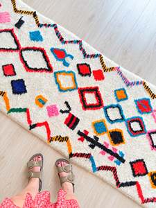 พรมเบอร์เบอร์แท้สั่งทำลายชนเผ่าวิ่งแบบชาวโมร็อกโกขนแท้ขนาดใหญ่สีสันสดใส - Product Image 3