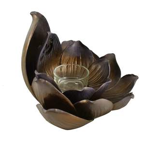 Bougeoir élégant à fleurs en laiton de grande taille fait à la main Style Ins décoration de la maison de Noël bougeoir fabriqué en métal - Product Image 4