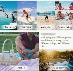 กางเกงว่ายน้ำขาสั้นน้ำหนักเบาแห้งเร็วสำหรับผู้ชายกางเกงว่ายน้ำลายสีพื้นสวมใส่สบายมีสไตล์ - Product Image 4