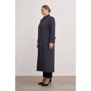 Trench-coat imperméable pour femme, taille plus, imprimé, coupe cloche - Bleu marine - Product Image 2