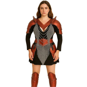 Thời Trung Cổ tưởng tượng chiến binh áo giáp trang phục, Trang Phục Hiệp sĩ của phụ nữ, da handmade và chainmail thiết kế cho Phục Hưng công bằng - Product Image 1