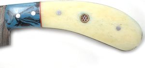 Couteau à lame fixe en acier damas fait à la main de qualité supérieure gaine en cuir supportée OEM Style Cowboy pour la chasse Camping en plein air - Product Image 4