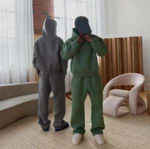 Sudadera con capucha de algodón pesado de gran tamaño para hombre, cremallera recortada personalizada, cremalleras dobles, estilo de calle, hombro caído bordado, Invierno - Product Image 3