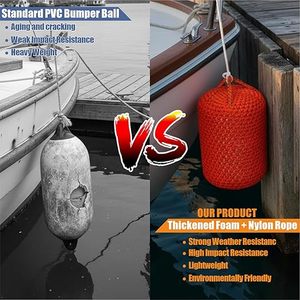 Bouée de protection pour <span class=keywords><strong>bateau</strong></span>, pare-chocs en corde tressée en nylon de qualité marine pour la protection au quai - Matériau en mousse amortissante pour bateaux, yachts, pontons - Product Image 3