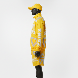 Chaqueta Cortavientos Deportiva para Hombre, Traje Corto, Tela de Poliéster Suave de 120 GSM, Panel Reflectante Amarillo Brillante, Logotipo Sublimado, Talla Grande - Product Image 3