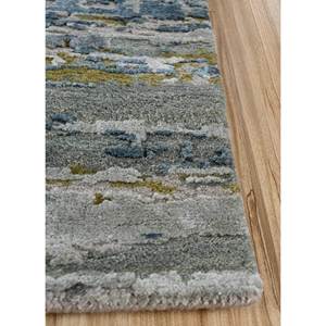 Tapis en laine et soie de bambou noué à la main Kavi gris et noir, design Théorie du Chaos, style bohème, rectangulaire pour la maison, le couloir, modèle Esk-433 - Product Image 4