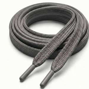 Cordón trenzado plano redondo de alta calidad de poliéster y algodón con logotipo personalizado y puntas metálicas de silicona para sudaderas y pantalones al por mayor - Product Image 3