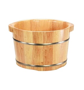 Seau de spa en bois d'acacia forme ronde en bois usine à la mode grand bain de pieds en bois bols de spa seaux - Product Image 2