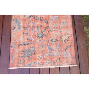 Petit tapis turc, tapis vintage 2,1x4 pieds, tapis en laine rouge patchwork - Product Image 5