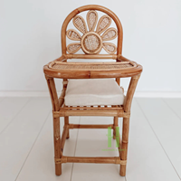 Coiffeuse Boho en rotin tissée à la main pour enfants Coiffeuse en osier avec chaise pour enfants OEM et emballage au Vietnam