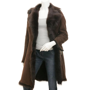 Abrigo largo de moda de cuero genuino hecho a medida para mujer en la mejor calidad con precio al por mayor, el mejor abrigo de cuero para mujer - Product Image 2