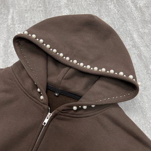 Sudadera con Capucha Corta y Holgada de Algodón con Cierre Completo para Hombre, Sudadera Personalizada de Felpa de 500 Gsm de Alta Calidad con Cierre - Product Image 4