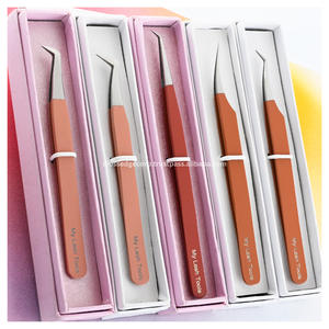 Ensemble de pinces professionnelles pour extensions de cils à pointe en fibre, 45 degrés, 75 degrés, 90 degrés, outil pour volume de cils, acier inoxydable - Product Image 2