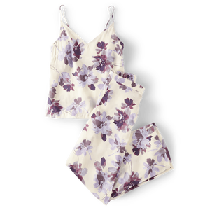Pijamas de satén Floral blanco para mujer, camisas transpirables para dormir, cintura elástica, cuello con lazo, patrón de personajes 3D, suministro ODM, 2 uds personalizado - Product Image 3