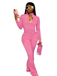 Set di Abbigliamento da <span class=keywords><strong>Donna</strong></span> Conyson di Alta Qualità Autunnale 2 Pezzi All'Ingrosso con Logo Personalizzato, Top Corto con Zip e <span class=keywords><strong>Pantaloni</strong></span> Legging a Tinta Unita - Product Image 6