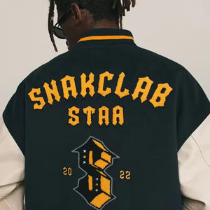 OEM personalizado de talla grande de los hombres Bomber chaqueta de béisbol parches personalizados bordado Logo Letterman Varsity chaquetas para hombre - Product Image 3