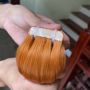 Vente en gros, Extensions de cheveux humains 100% naturels, couleur Orange indienne brute, Extension de cheveux lisses avec bande - Product Image 4