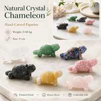 Statue d'animal en pierre précieuse naturelle, cristal coloré, caméléon sculpté, 9 cm, objet décoratif de collection pour la maison et le bureau