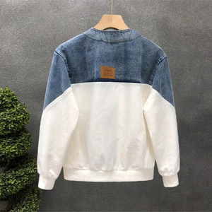 Top quality Men's Minimalist Wool Denim Jacket Spring Autumn Patchwork V-Neck Button Pocket Long Sleeved Casual Style - Product Image 6