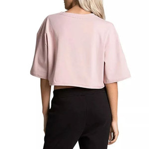 Liso en blanco pesado 100% algodón camisetas mujeres Oversize Crop Top camisetas con logotipo personalizado impreso mujeres - Product Image 4