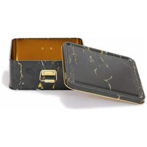 Caja de Almacenamiento Metálica Kontensan EF02750 Negro Mármol 1.9L 158x158x87mm Cuadrada con Cierre de Alambre y Tapa Transparente - Product Image 4