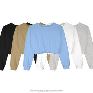 Sweat-shirt court d'hiver pour femmes nouvelle mode Streetwear basique 100% coton à capuche imprimé haut brodé à la mode automne - Product Image 1