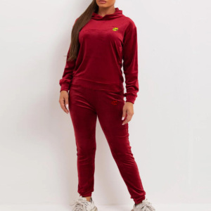 Femmes décontracté 100% coton automne hiver 2 pièces tricot brodé survêtement solide motif culture sweats à capuche pantalon velours - Product Image 4