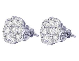 Boucles d'oreilles élégantes classiques à grappe florale avec diamants de laboratoire de clarté VS1-VS2 serties en or 10 carats, parfaites pour les femmes - Product Image 2