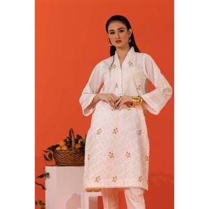 Chemise en coton cambric brodée à manches trois-quarts et pantalon teint - KST-43094 - Product Image 5