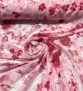 Tái Chế Màu Hồng Đẹp Rose Floral In Voan Phụ Nữ Tùy Chỉnh In Voan Vải - Product Image 3