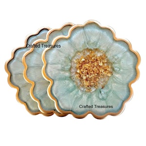 <b>Epoxy</b> <b>Resin</b> Kitchen Ware Mat and Pads <b>Table</b> <b>Top</b> Coaster Set of 4 Best Manufacturer Shiny Polished Coaster Hot Selling - Product Image 2