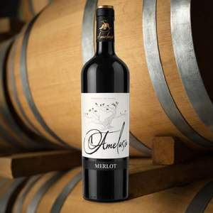 Vino Tinto Añejado en Roble Amelasio, 100% Merlot, 13% ABV, 4 Meses de Añejamiento en Roble, Vino Blanco Español, 750 ml - Product Image 3