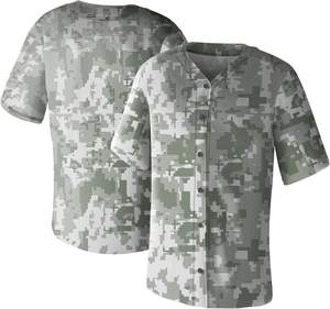 Maillot de softball bouton complet chemise de baseball camouflage personnalisé sublimé uniforme matériel sergé nom numéro équipe séchage rapide maille - Product Image 1