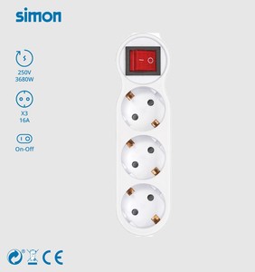 อะแดปเตอร์เต้ารับสามทางพร้อมสวิตช์สีขาว 16A (ไซมอน CL910402) - Product Image 3