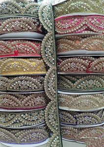 Custom Made Embroidered Lace <b>Trimming</b> with Scalloped Edges Fine Thread Detailing 100% Cotton Luxury <b>Fabric</b> Border for Shoes Bags - Product Image 4