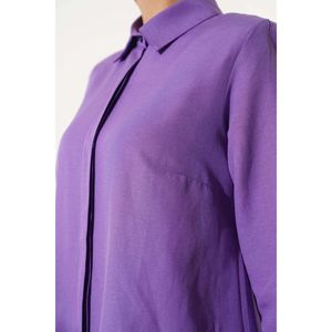 เสื้อตัดวงรีสีม่วงปกคลาสสิก - Product Image 2